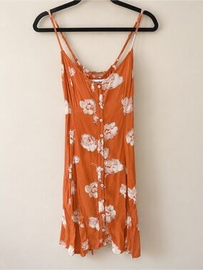 ABERCROMBIE & FITCH Rust Orange Floral Button-Front Dress